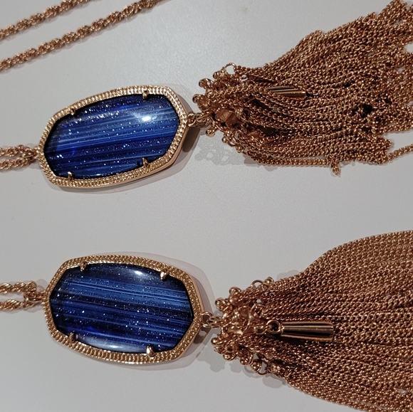 Two Kendra Scott Navy Dusted Glass Rayne Necklaces - Picture 10 of 12